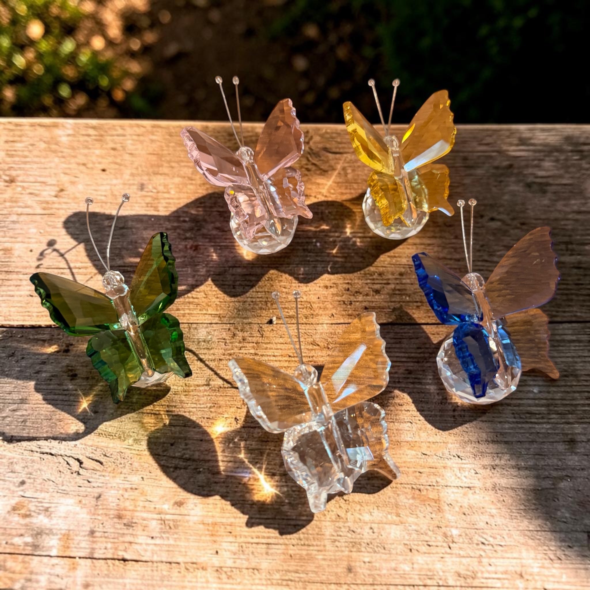 Gold Oval Stainless Steel Set with Crystal Butterfly